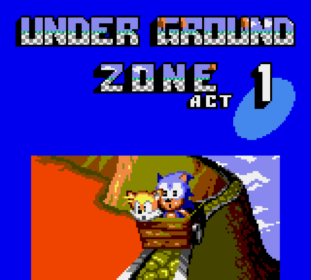 Sonic 2 level Intro: Under Ground Zone Act 1: Sonic and Tails are sitting in wagon going into a mine.